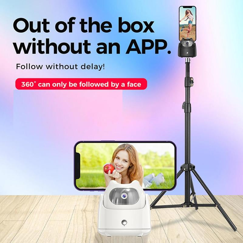360 Degree Auto Tracking Phone Holder, Portable Smart Selfie Stick Gimbal, Auto Face Tracking Tripod, Phone Video Vlog Live Streaming Tool