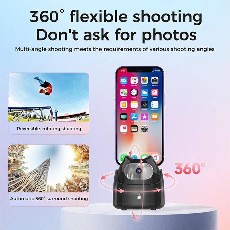 360 Degree Auto Tracking Phone Holder, Portable Smart Selfie Stick Gimbal, Auto Face Tracking Tripod, Phone Video Vlog Live Streaming Tool